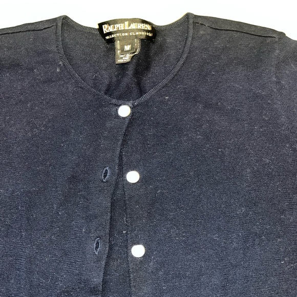 Ralph Lauren Collection Classics Navy 100% Cotton Cardigan Size M - Picture 2 of 4